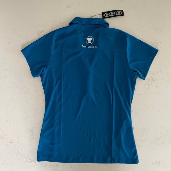 OGIO Activewear Short Sleeve V Neck Polyester Polo Golf Shirt Blue Sz S NWT - Picture 5 of 10